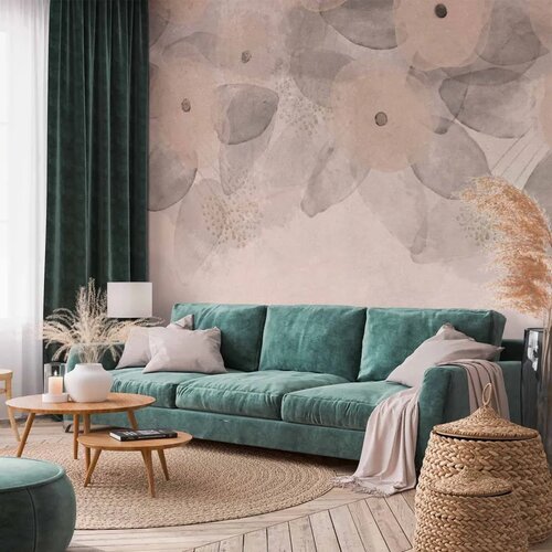  Foto tapeta - Minimalist meadow - patterns on a delicate beige textured background 500x350 Cene