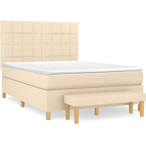  Krevet s oprugama i madracem krem 140x200 cm od tkanine Slike