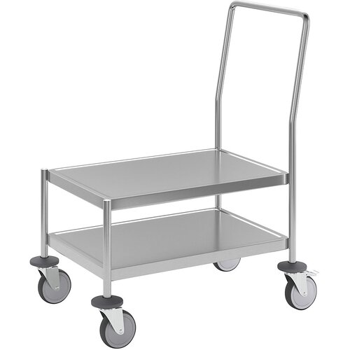 Kongamek ploski voziček iz nerjavnega jekla, 2 nakladalni povr&amp;scaron;ini, nosilnost 200 kg Slike