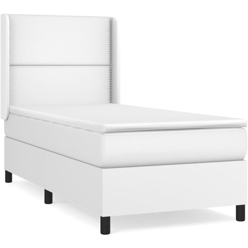 VidaXL Box spring postelja z vzmetnico bel 100x200 cm umetno usnje, (20724621) Slike