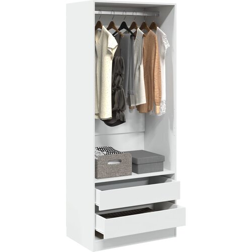 vidaXL Garderobna omara bela 80x50x200 cm inženirski les Cene