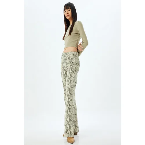 Koton Beige Patterned Women's Trousers