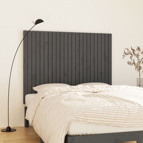vidaXL Stensko posteljno vzglavje sivo 146,5x3x110 cm trdna borovina Cene