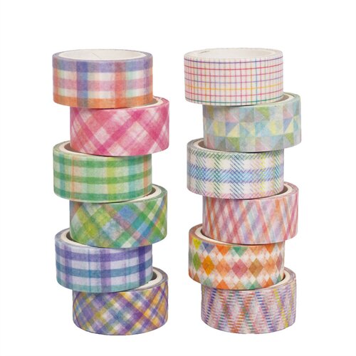 INF Komplet 12 trakov washi s črtami in karo vzorcem Multicolor1, (21758440) Cene