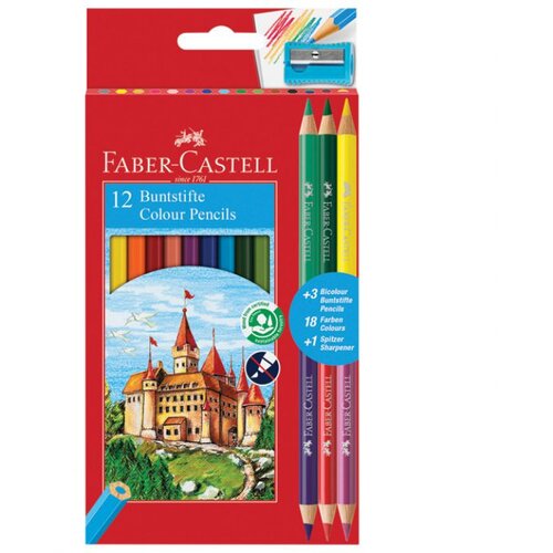  BOJE DRVENE 12BOJA FABER-CASTELL 110312 BLISTER PLUS 3BOJE DRVENE OBOSTRANE I GRATIS &Scaron;ILJILO Cene