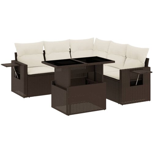 Maison Chic Seti vrtnega pohištva - Vrtna garnitura - Vrtni pohištvo set 6-delna z blazinami rjav poli ratan, (21806341) Cene
