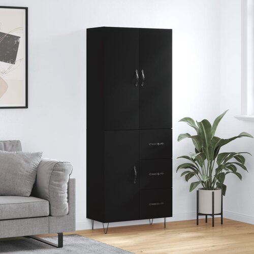 vidaXL Visoka komoda črna 69,5x34x180 cm inženirski les Cene