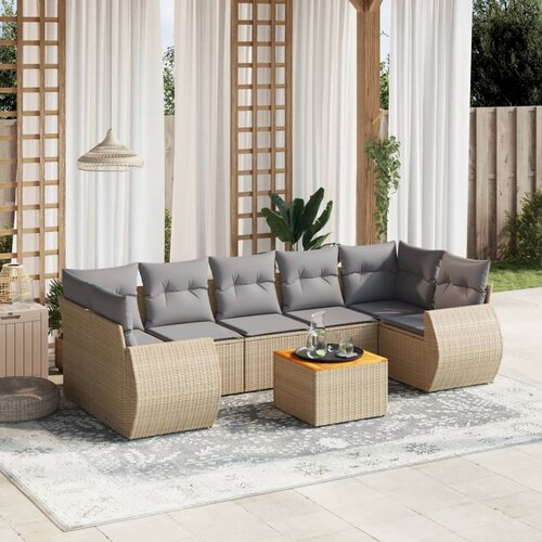 vidaXL 8-dijelni set vrtnih sofa od poliratana s jastucima bež Cijene