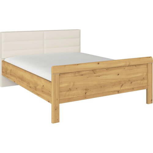 Novel POSTELJA 140 cm x 200 cm , leseni material barve hrasta, barve &amp;scaron;ampanjca Slike