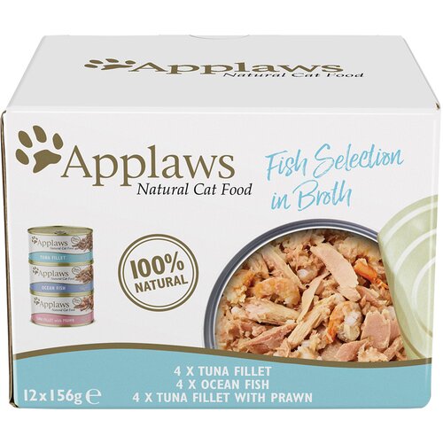 Applaws Poskusno me&amp;scaron;ano pakiranje 12 x 156 g - Riba v bujonu Slike