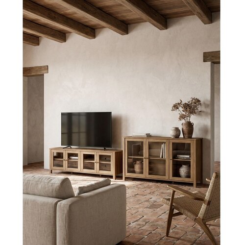 Marckeric Vitrina iz masivnega bora v naravni barvi 142x80x40 cm Alessandra &amp;ndash; Slike