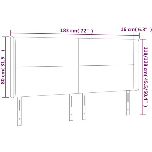  Uzglavlje plavo 183 x 16 x 118/128 cm od tkanine Slike