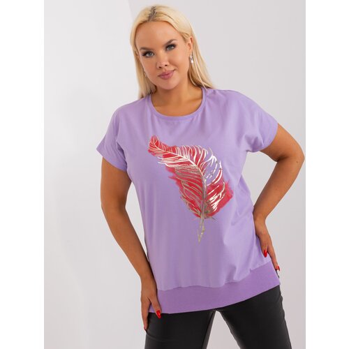 Fashion Hunters Light purple blouse with plus size print Slike