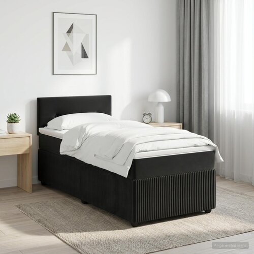  Boxspring krevet s madracem Crna 90 x 190 cm Baršun Cene