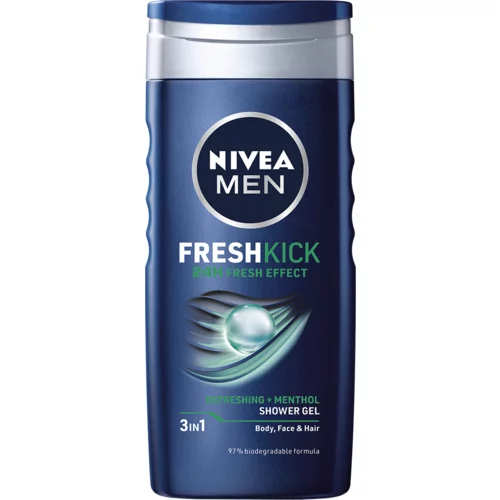 Nivea men fresh kick 3in1 osvježavajući gel za tuširanje 250 ml za muškarce