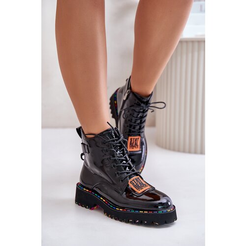 ARTIKER Lacquered Ankle Boots Women's Zipper Leather Cene