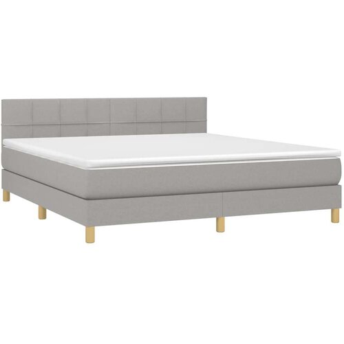  Box spring s madracem LED svjetlosivi 180x200 cm tkanina Slike