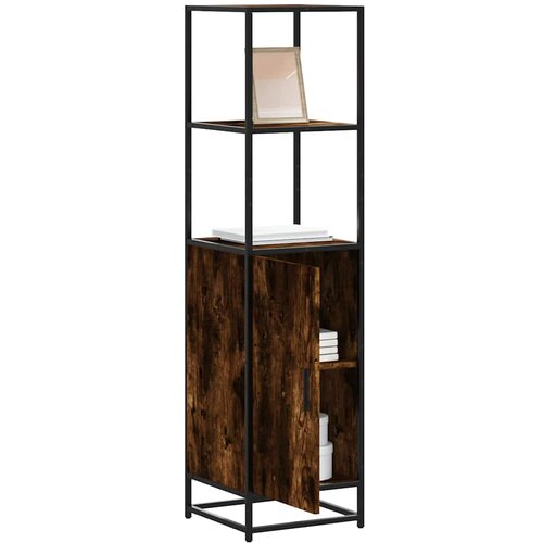 VidaXL Visoka omara dimljen hrast 35,5x35x139 cm inž. les in kovina Slike