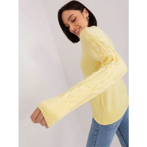 Fashion Hunters Light yellow cable knit sweater