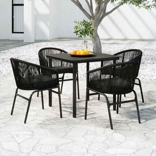  5-dijelni vrtni blagovaonski set crni Crna Dužina stola 80 cm Cene