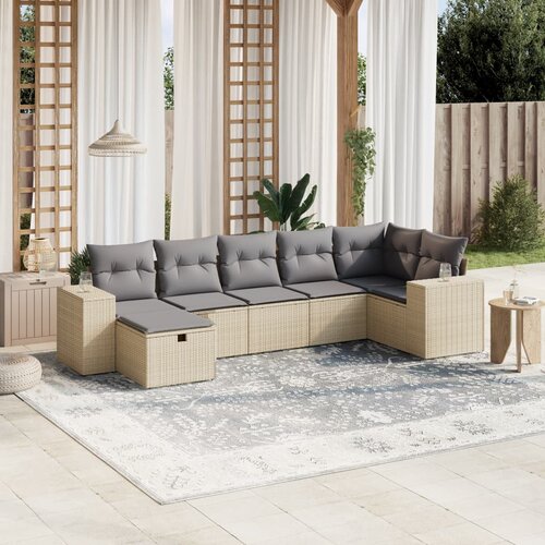  7-dijelni set vrtnih sofa s jastucima bež od poliratana Cijene