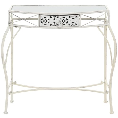 Bočni stolić u francuskom stilu metalni 82 x 39 x 76 cm bijeli Slike