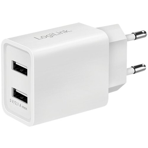 Logilink dual-usb socket charger, 2x usb-a, 10.5 w, white, PA0185 Cene