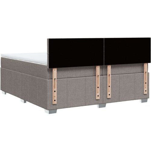  Krevet s oprugama i madracem smeđesivi 200x200 cm od tkanine Slike