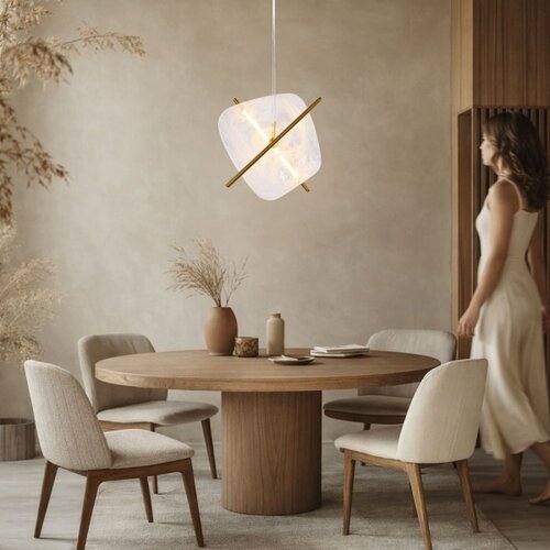  LED luster na sajli RELAX LED/15W/230V zlatna/bela Slike