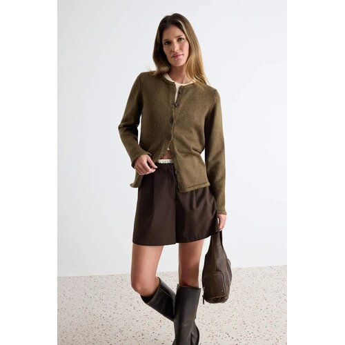 TRENDYOLMILLA ženski duks Twoaw27Hi00095, maslinasta Cene