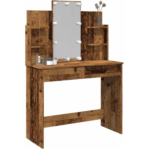  Toaletni stol s LED svjetlima Staro drvo 96x40x142 cm Cene