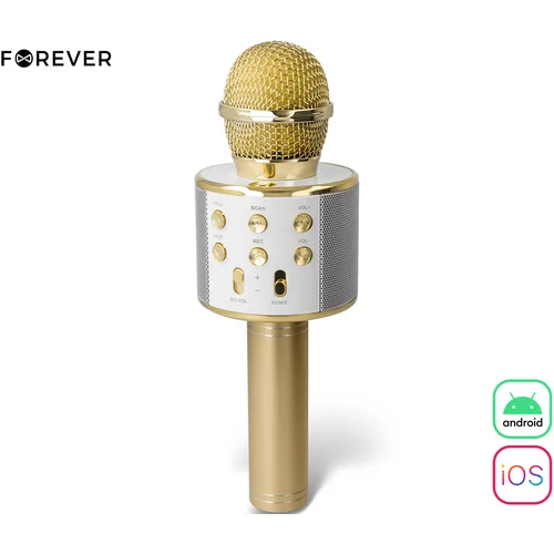 Forever BMS-300 LITE mikrofon & zvočnik, KARAOKE, Bluetooth, microSD, AUX, modulacija glasu, polnilna baterija, zlat (Honey Gold), (20994916)