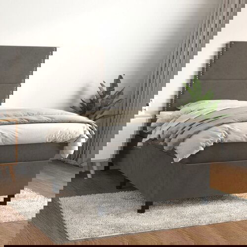 The Living Store Box spring postelja z vzmetnico temno siva 80x200 cm žamet - Box Spring Postelja, (21492783) Cene