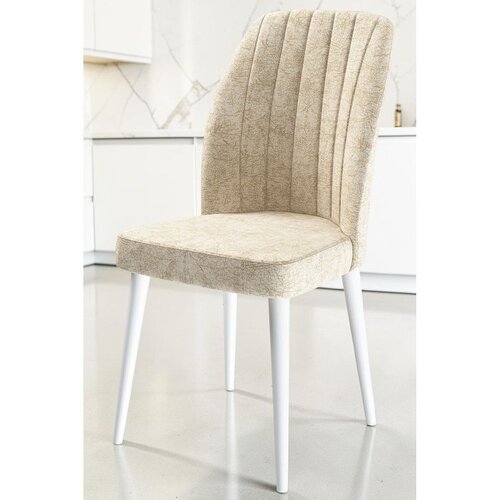 Hanah home set trpezarijskih stolica Etra 6 kom, krem tkanina Jerry, bele drvene noge Cene
