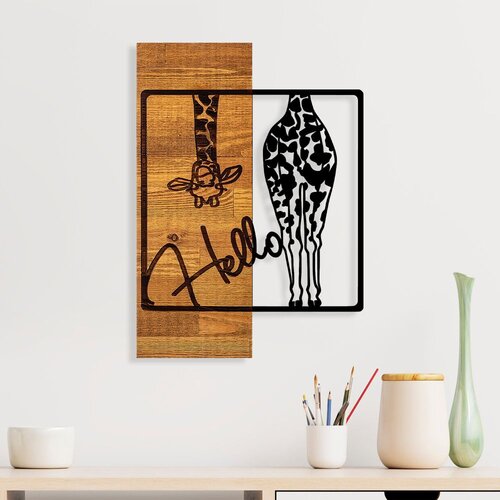 Wallity Zidna dekoracija Hello, 35x3x50 cm, Smeđe boje Slike