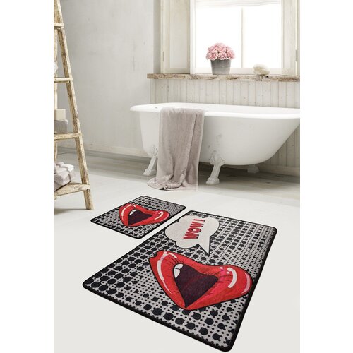  kiss multicolor bathmat set (2 pieces) Cene