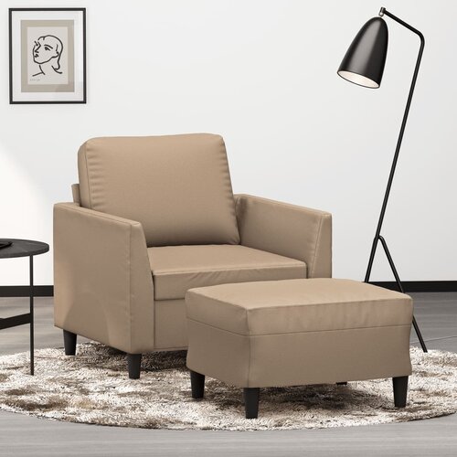  Fotelja s tabureom boja cappuccina 60 cm od umjetne kože Cene
