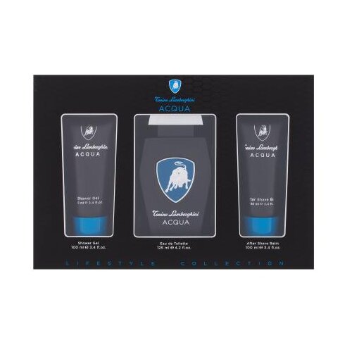 Lamborghini Acqua Set toaletna voda 125 ml + gel za tu&amp;scaron;iranje 100 ml + balzam nakon brijanja 100 ml za mo&amp;scaron;ke Slike
