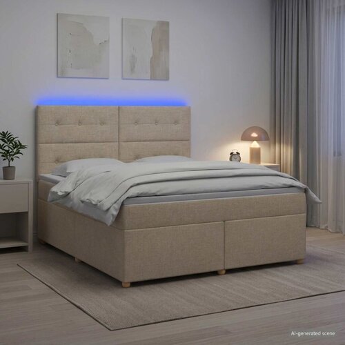  Boxspring krevet s madracem Krem 140 x 200 cm Tkanina - Krem 140 x 200 cm Prošiveno gumbima Cene