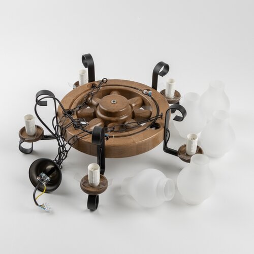  Brilagi - Luster na lancu ROATA 5xE14/40W/230V, prečnik 50 cm, buk/orah Slike