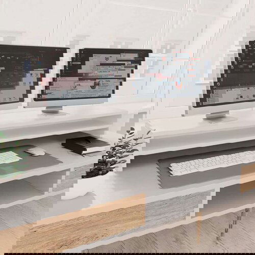  Stojalo za zaslon belo 100x24x13 cm iverna plošča - Stojalo Za Zaslon, (21738375) Cene