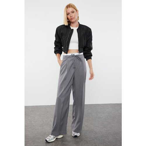 Trendyol gray boxer detailed wide leg trousers Slike