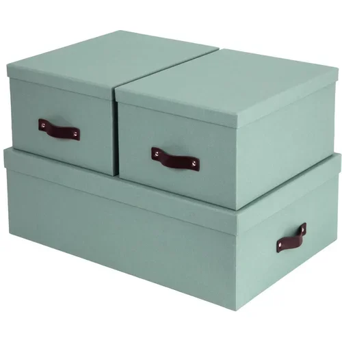 Bigso Box of Sweden Mentol zelene kartonske kutije za pohranu u setu 3 kom s poklopcem 31x47x15 cm Inge –