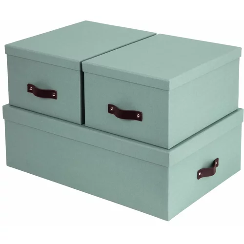Bigso Box of Sweden Mentolno zelene kartonaste škatle s pokrovom za shranjevanje v kompletu 3 ks 31x47x15 cm Inge –