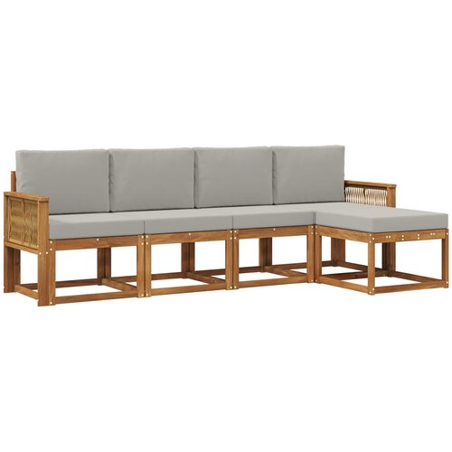  Set vanjskih sofa 5 kom. Prirodna i svjetlosiva Poliester Smeđa Slike