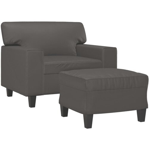  Fotelja s tabureom siva 60 cm od umjetne kože Slike
