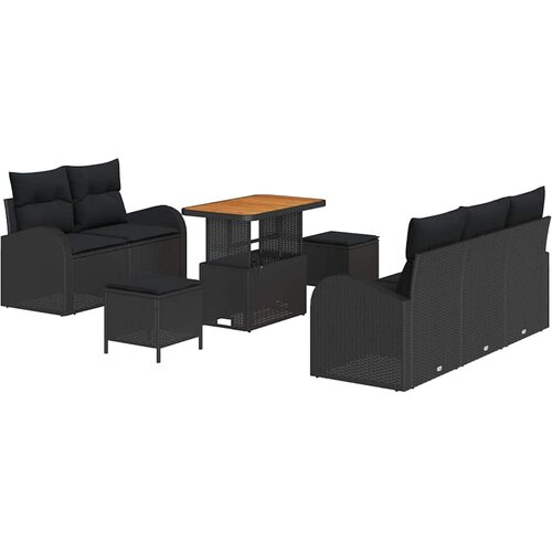 vidaXL Vrtna sedežna garnitura z blazino s shranjevanjem 8 pcs Črna, (5000135793) Cene