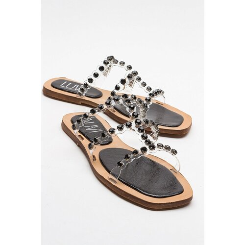 LuviShoes Women's Slippers with FLEP Black Stone Slike