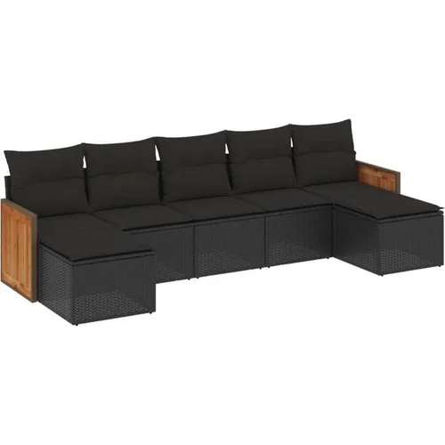 vidaXL 7-dijelni set vrtnih sofa od poliratana s jastucima crni