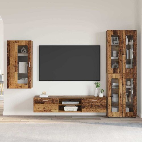  Set TV komoda Zidne FLORIN 3 pcs Staro drvo Konstruirano drvo Cene